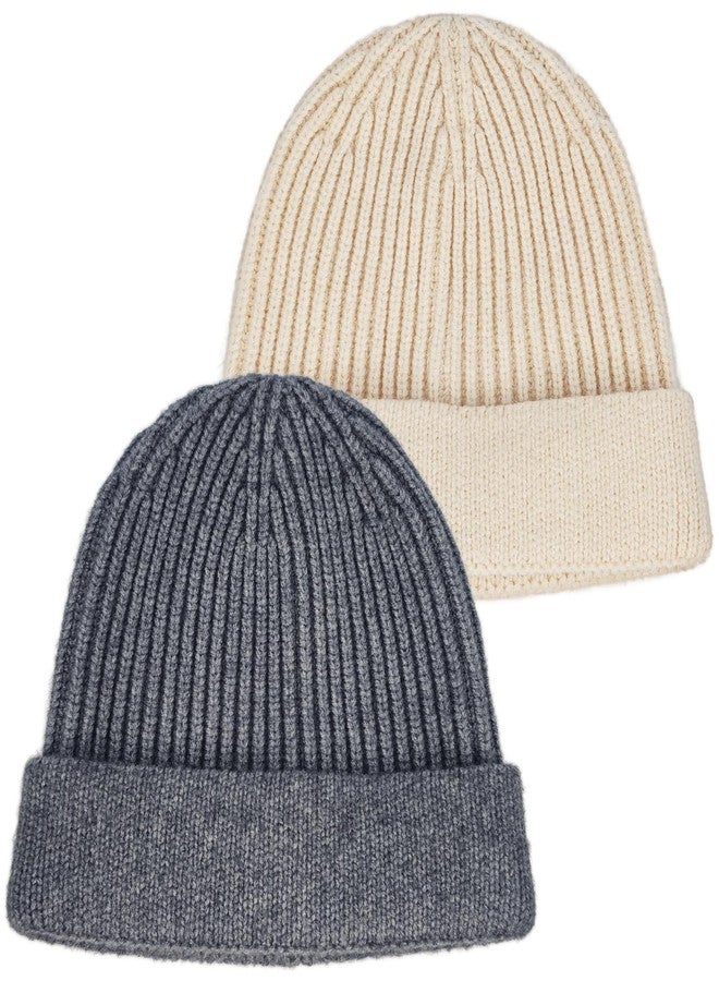 vidsel 2pcs Baby Beanie Toddler Winter Hat Boys Girls Infant Beanies, Wool Warm Kids Children Newborn Knit Cuffed Cap - Image 1