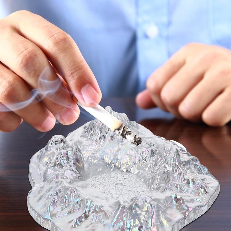 Generic Mountain Shaped Glass Ashtray Cigarette Butt Container Nordic Creative Colorful Ice Sculpture Style Home and Office Decoration - Image 3