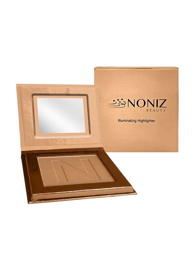 NONIZ BEAUTY Powder Highlighter - Metallic Shimmer Highlighting Makeup Powder - Highly Pigmented - (Rose Gold) - Image 1