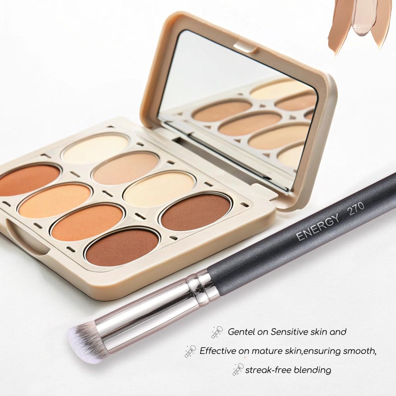 Energy فرشاة خافي العيوب للطاقة تحت العين مصغرة بزاوية مسطحة فرشاة كابوكي لنحت الأنف للتغطية والخلط والتثبيت والتنعيم مع مسحوق سائل كريمة تجميل احترافية صغيرة لفرش مكياج الأساس 270 - Image 5
