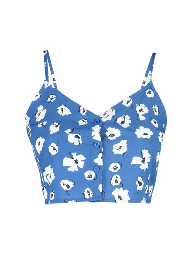 trendyol - Blue Floral Patterned Woven Blouse TWOSS24BZ00177 - Image 1