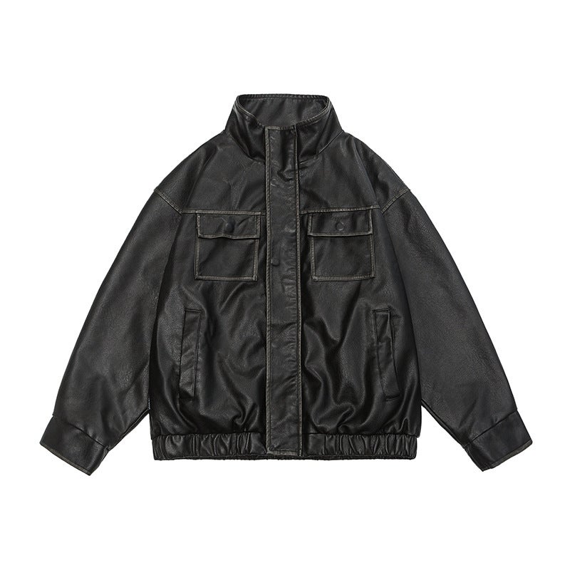 Japanese Retro Melard Distressed Motorcycle Leather Jacket For Men And Women American Loose Casual Pu Leather Jacket Trendy - Image 1