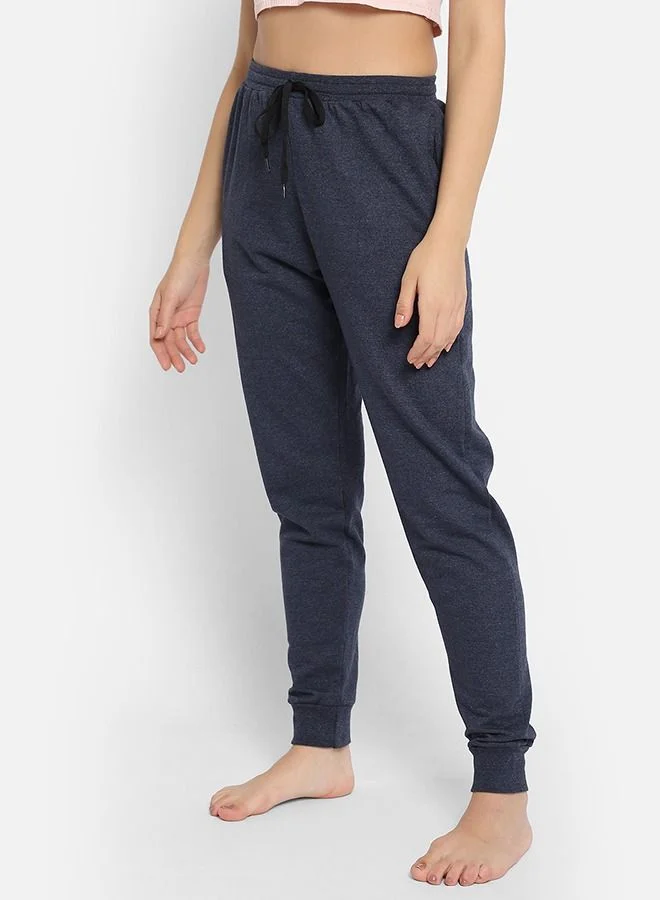 كلوفيا Clovia Chic Basic Cuffed Joggers in Navy - Knit