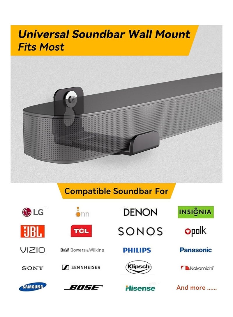 MVAQKLM حامل شريط الصوت العالمي للتركيب أسفل التلفزيون أو الحائط، حامل قابل للتعديل يتحمل حتى 30 رطلاً (13.6 كجم)، رف شريط الصوت الآمن لأجهزة Samsung وLG وSony وBose وJBL والمزيد، مجموعة تركيب سهلة متضمنة - Image 3