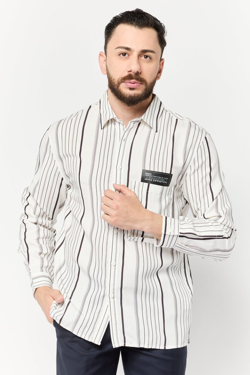 SELECTED Men Regular Fit Stripe Long Sleeves Casual Shirt, Multicolor - Image 1