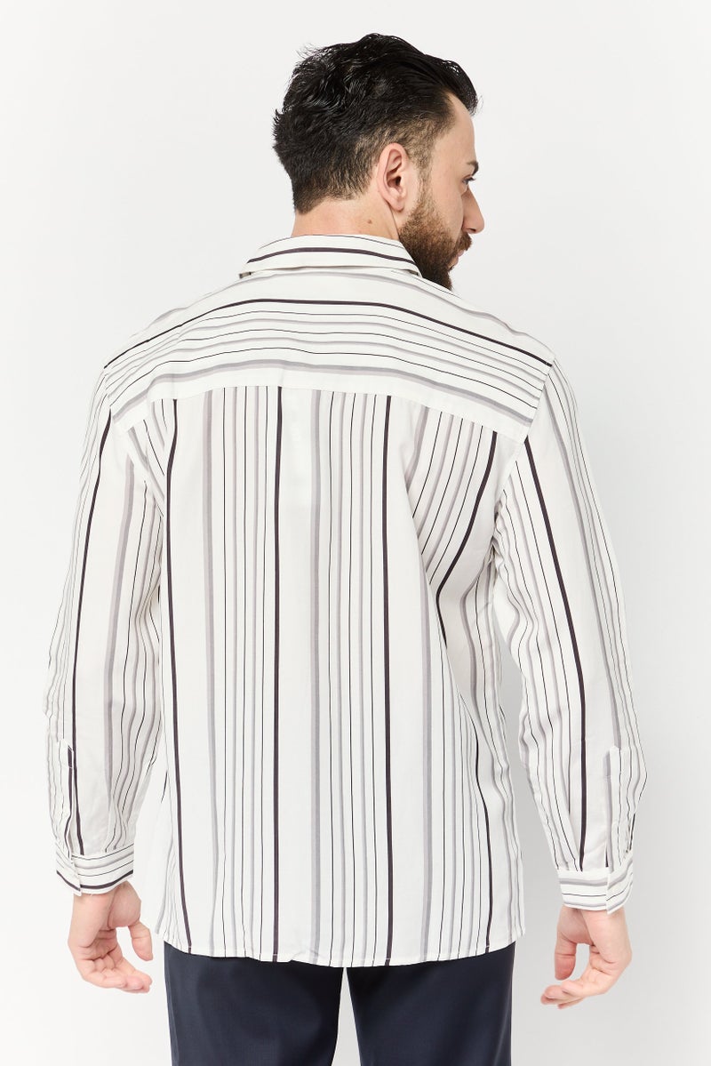 SELECTED Men Regular Fit Stripe Long Sleeves Casual Shirt, Multicolor - Image 4