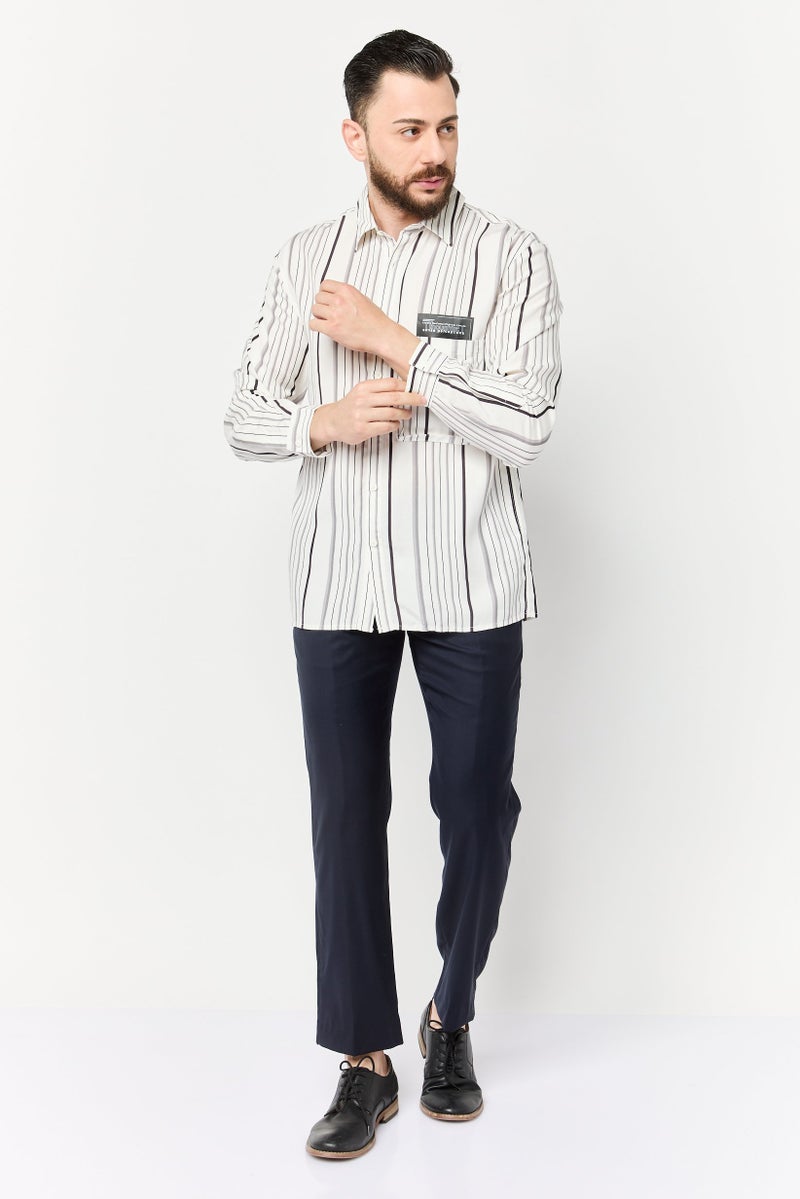 SELECTED Men Regular Fit Stripe Long Sleeves Casual Shirt, Multicolor - Image 2