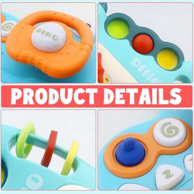 Baby Activity Board toys Educational Busy Board with Steering Wheel Interactive Learning Toy for Toddlers Dinoasur - Image 4