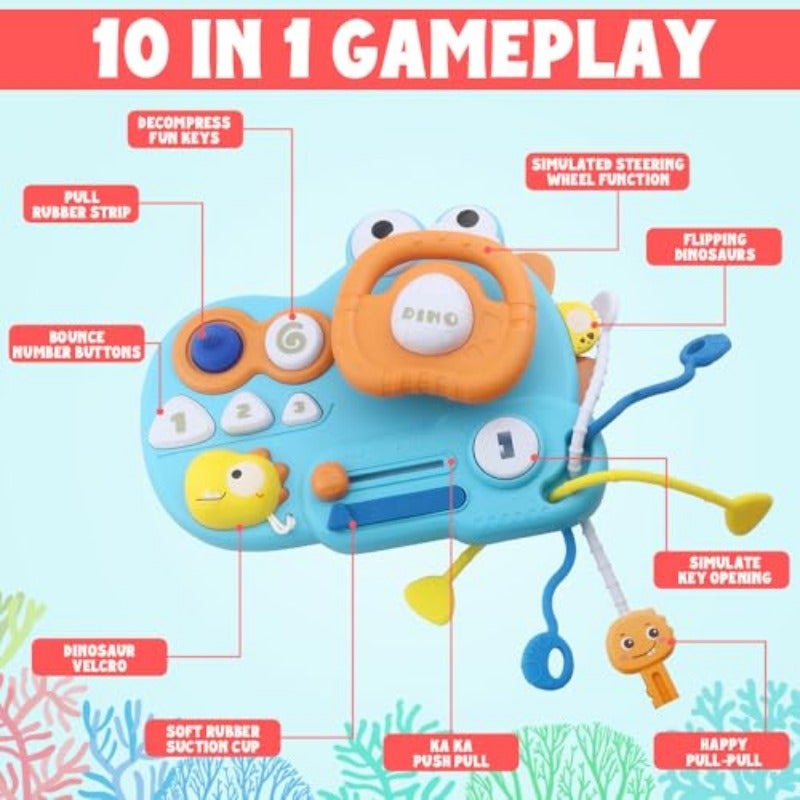 Baby Activity Board toys Educational Busy Board with Steering Wheel Interactive Learning Toy for Toddlers Dinoasur - Image 3