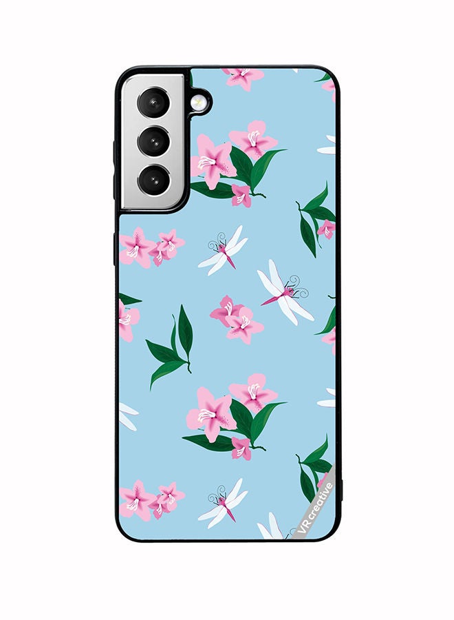 VR CREATIVE Protective Case Cover For Samsung Galaxy S22 Plus 5G Dragonfly And Flowers Design Multicolour - Image 1