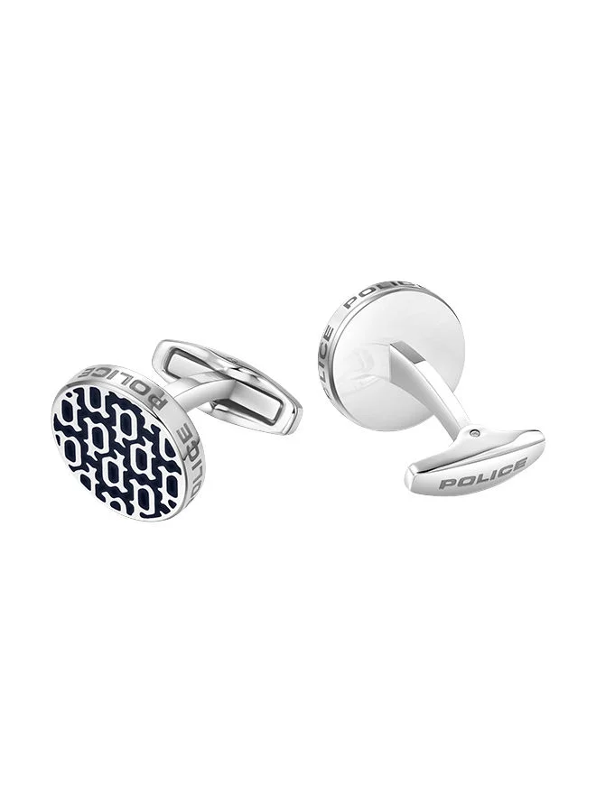 POLICE Silver Hero Stainless Steel Gents Cufflinks With Blue P Logo MonogramPEAGC0022702 for Men | Best Price UAE