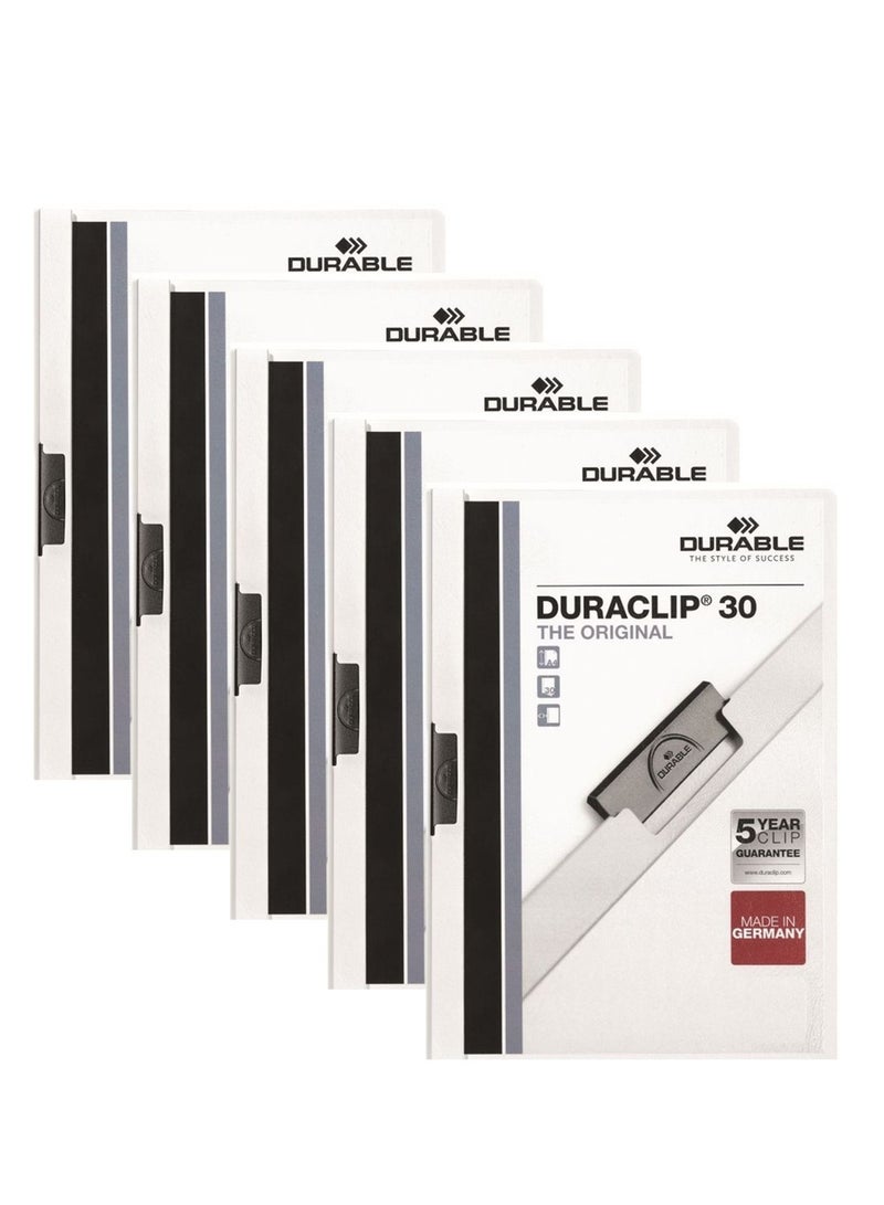 Durable 5-Piece Duraclip Clip Folder White - Image 1