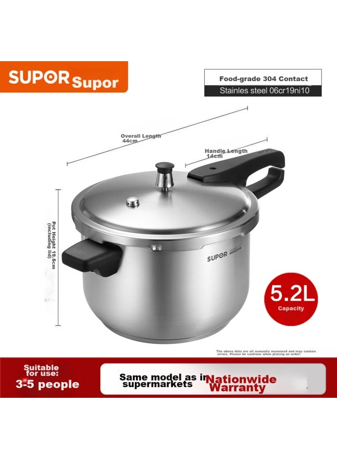 Supor Pressure Cooker, 304 Stainless Steel, 22cm, Compatible With Gas Stoves, Yw223fb1 - Image 1