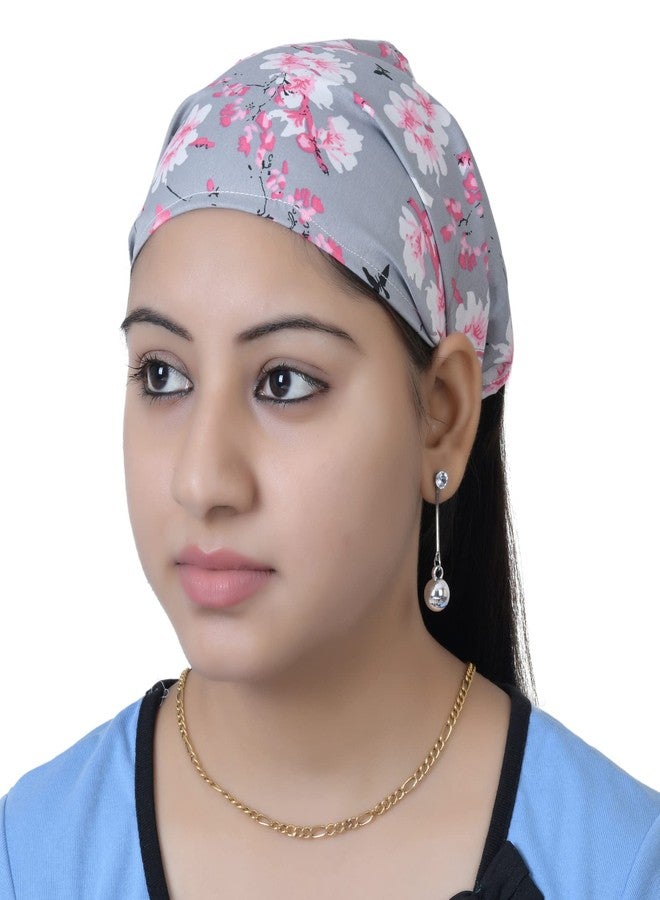 Matkooz باندانا شعر مطبوعة من ماتكوز للبنات والسيدات، تصميم جميل وألوان متناسقة، مريحة وناعمة، إكسسوارات أنيقة وعصرية للحفلات والمناسبات وأعياد الميلاد، عبوة من قطعتين - أزرق داكن/رمادي - Image 5