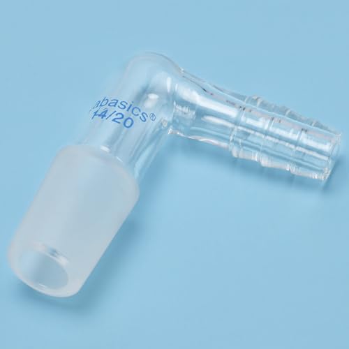 Labasics Glass 90 Degree Vacuum/Gas Adapter, Borosilicate Glass Bent Inlet Adapter with 14/20 Inner Joint and Hose for Laboratory Lab Supply - Image 5