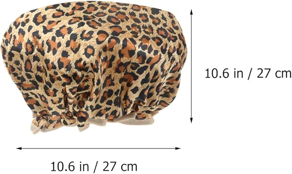 Beaupretty 2pcs Shower Caps for Women Doublelayer Peva Hair Protective Caps Leopard Print for Bathing and Hair Styling Easy to Use and Carry - Image 2