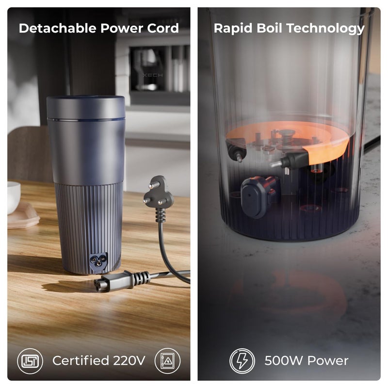 Xech غلاية كهربائية محمولة 700 مل | غلاية سفر صغيرة مع غلي سريع، جسم ABS بارد الملمس، غلايات شاي وقهوة ووجبات سريعة 500 واط | غلاية ماء ساخن ميني (هايدروبويل برو) (أزرق) - Image 4