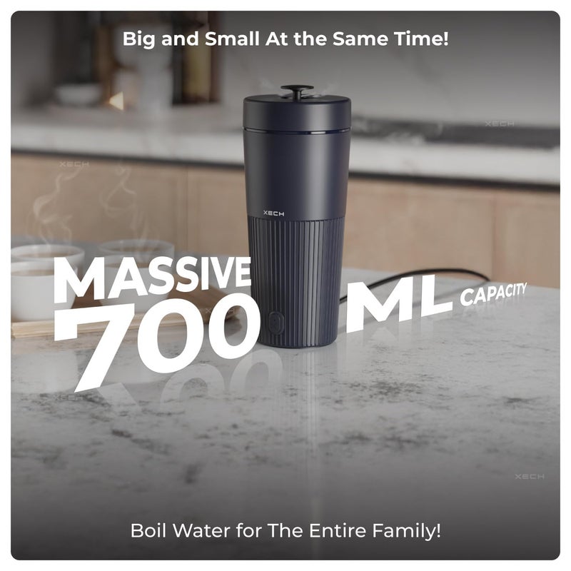 Xech غلاية كهربائية محمولة 700 مل | غلاية سفر صغيرة مع غلي سريع، جسم ABS بارد الملمس، غلايات شاي وقهوة ووجبات سريعة 500 واط | غلاية ماء ساخن ميني (هايدروبويل برو) (أزرق) - Image 2