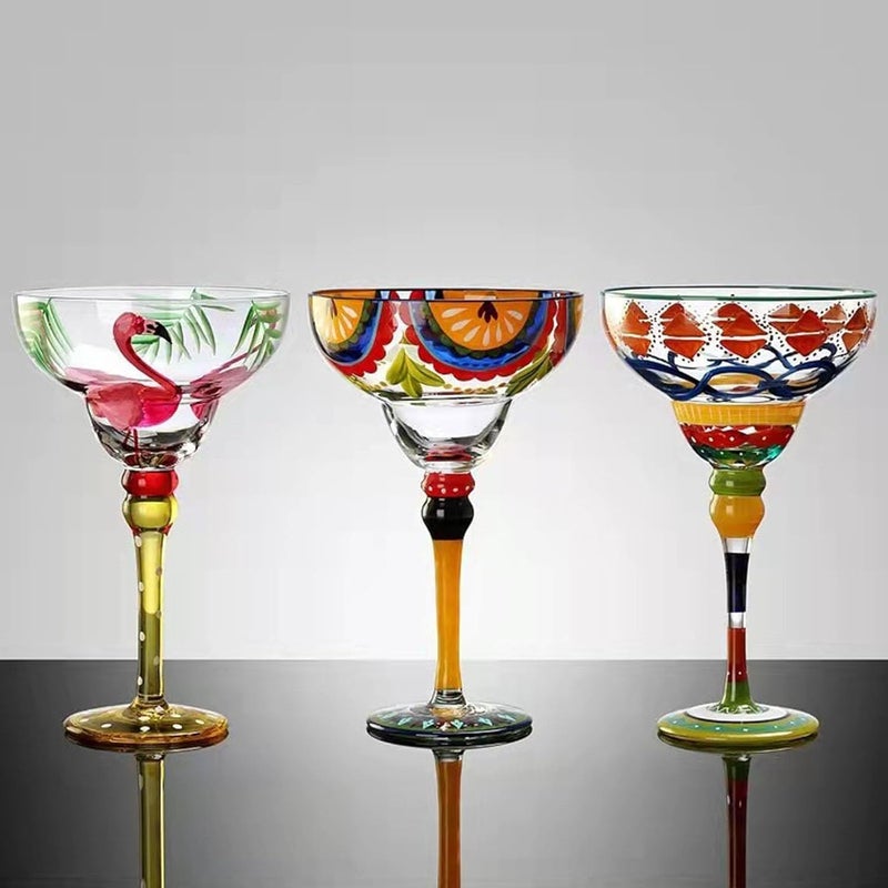 Hand Painted Glassware with Multicolored Designs Mexicans Party Cocktail Glass for Serving Margaritas and Special Drink Margarita Glass with Hand Painted - Image 5