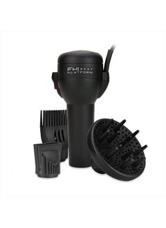 Platform All-In-One Blow Out Handle Less Hair Dryer with Attachment Set, Comb, Concentrator & Diffuser, Black