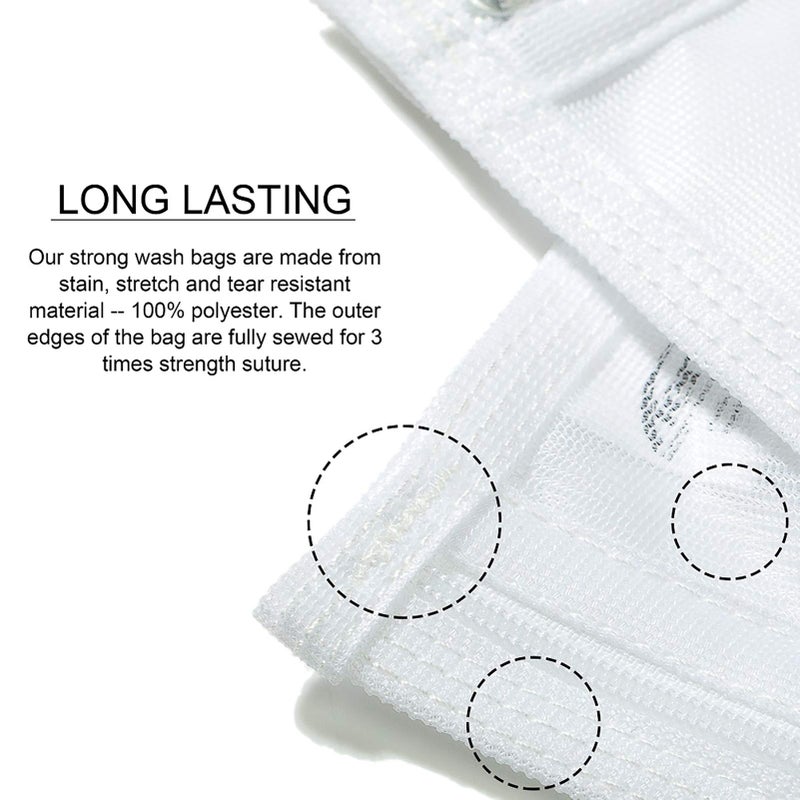 TENRAI TENRAI Delicates Laundry Bags, Bra Fine Mesh Wash Bag for Underwear, Lingerie, Bra, Pantyhose, Socks, Use YKK Zipper, Have Hanger Loops, Small Openings (White, 3 Small, CQS)  - Image 5