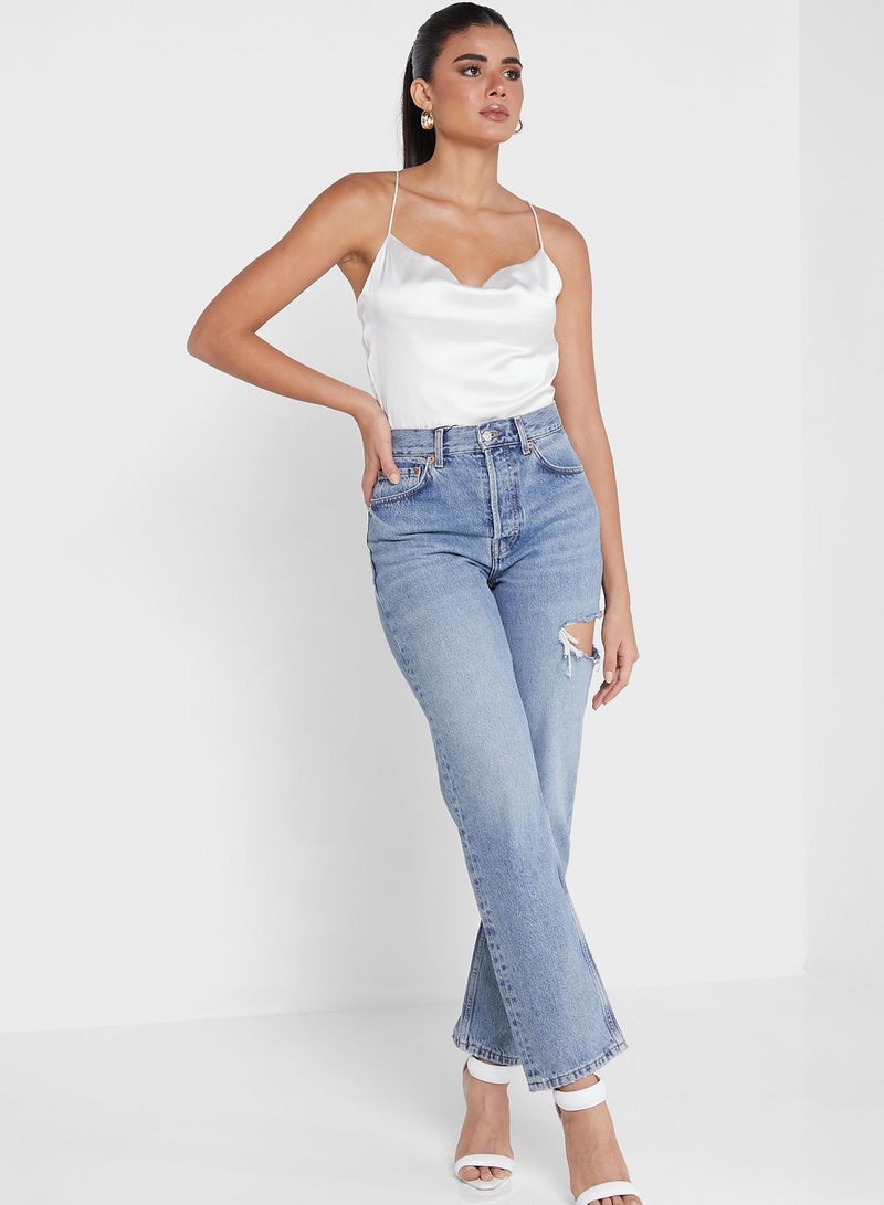 توب شوب جينز بتفاصيل ممزقة - Image 5