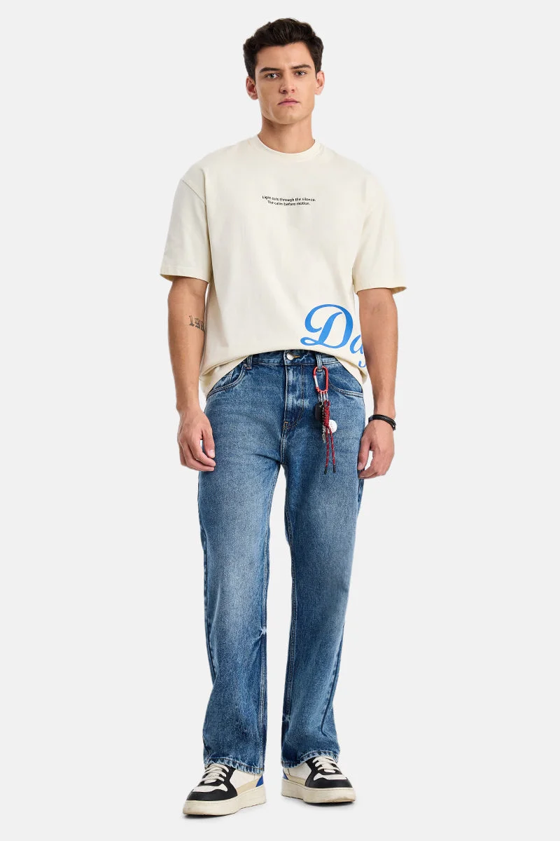 SNITCH Blue Solid Straight Fit Casual Jeans