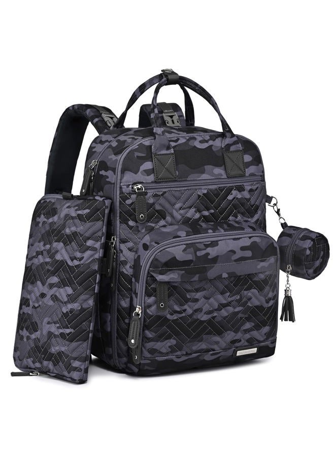 iniuniu Diaper Bag Backpack, 4 in 1 kit Large Unisex Baby Bags for Boys Girls, Waterproof Travel Back Pack with Diaper Pouch, Washable Changing Pad, Pacifier Case and Stroller Straps, Camo - Image 1