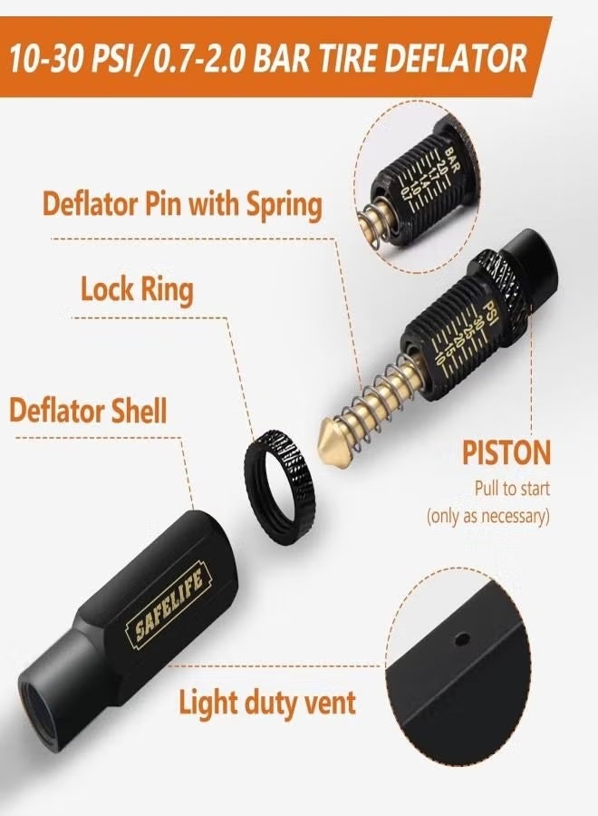 Adjustable Auto-Stop Tire Deflator Valve Kit, 10-30 PSI Air Down Tool Offroad Accessories, 4 Pcs - Image 1