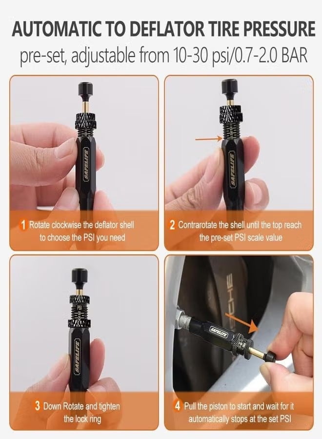 Adjustable Auto-Stop Tire Deflator Valve Kit, 10-30 PSI Air Down Tool Offroad Accessories, 4 Pcs - Image 2