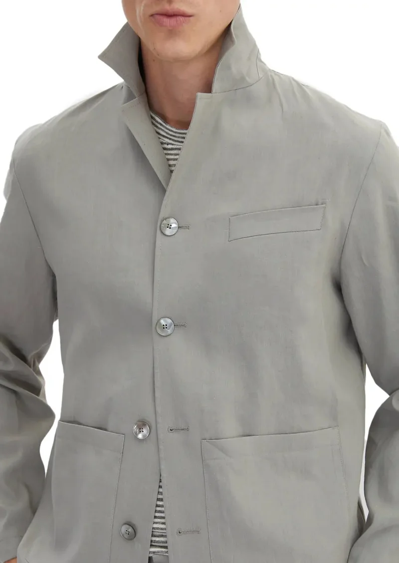 Ramsey Grey Plain Casual Fit Linen Blended Suit