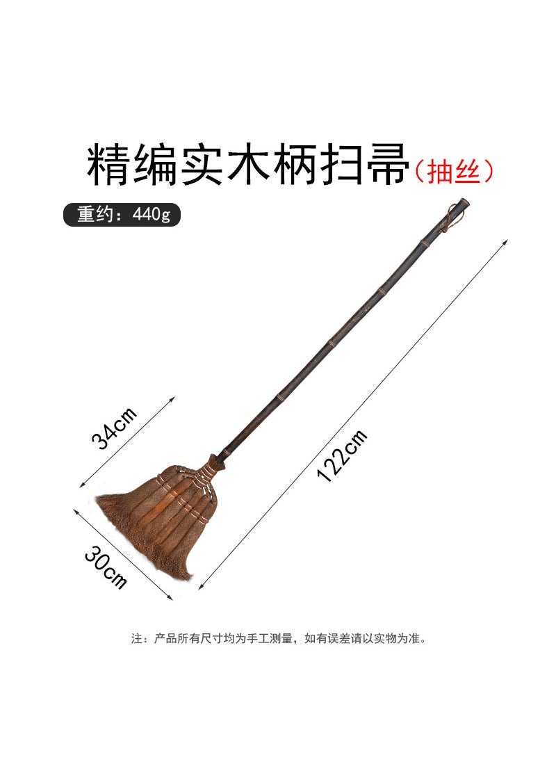 Industrial Broomstick Long Handle Sweeper Palm [Filament-Fine Knitting] Broom Head Bamboo Handle 