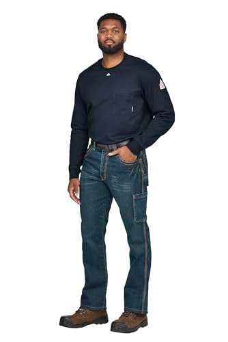 Bulwark FR Bulwark Men's Lightweight FR Long Sleeve T-Shirt, Navy, Large - Image 4