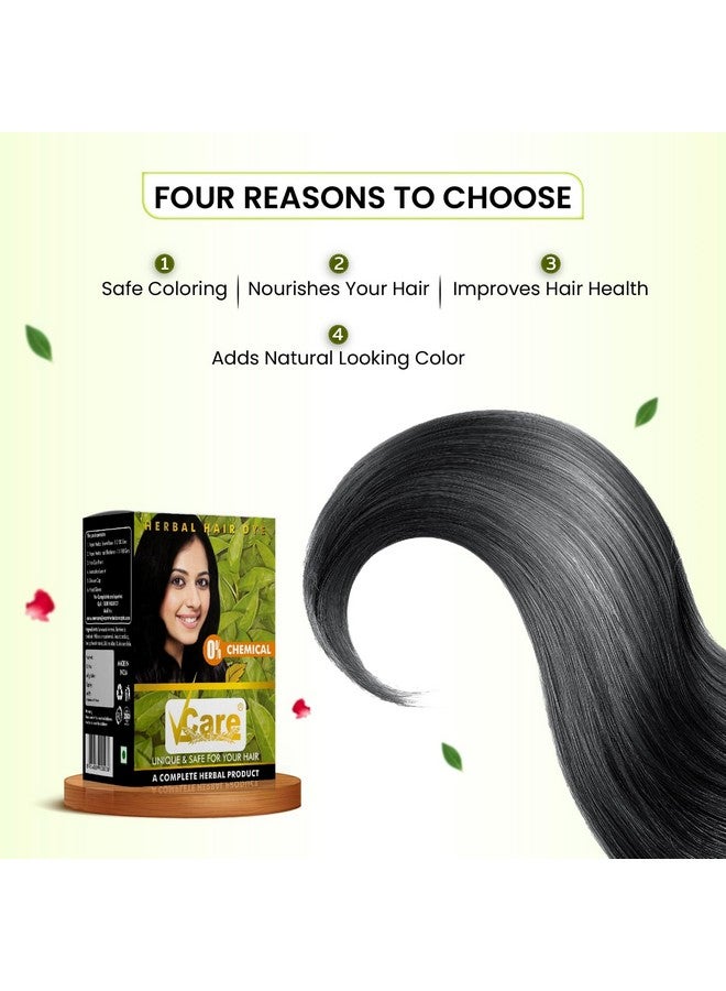VCare VCare Natural Herbal Hair Dye Powder for Men and Women|Apply for Dry Hair & Beard With Brushes, Shower caps and Gloves|100% Organic Henna Black Dye Hair Color Boost Shine and Hair Growth-200g - Image 3