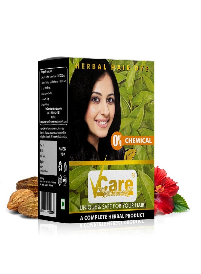 VCare VCare Natural Herbal Hair Dye Powder for Men and Women|Apply for Dry Hair & Beard With Brushes, Shower caps and Gloves|100% Organic Henna Black Dye Hair Color Boost Shine and Hair Growth-200g - Image 1
