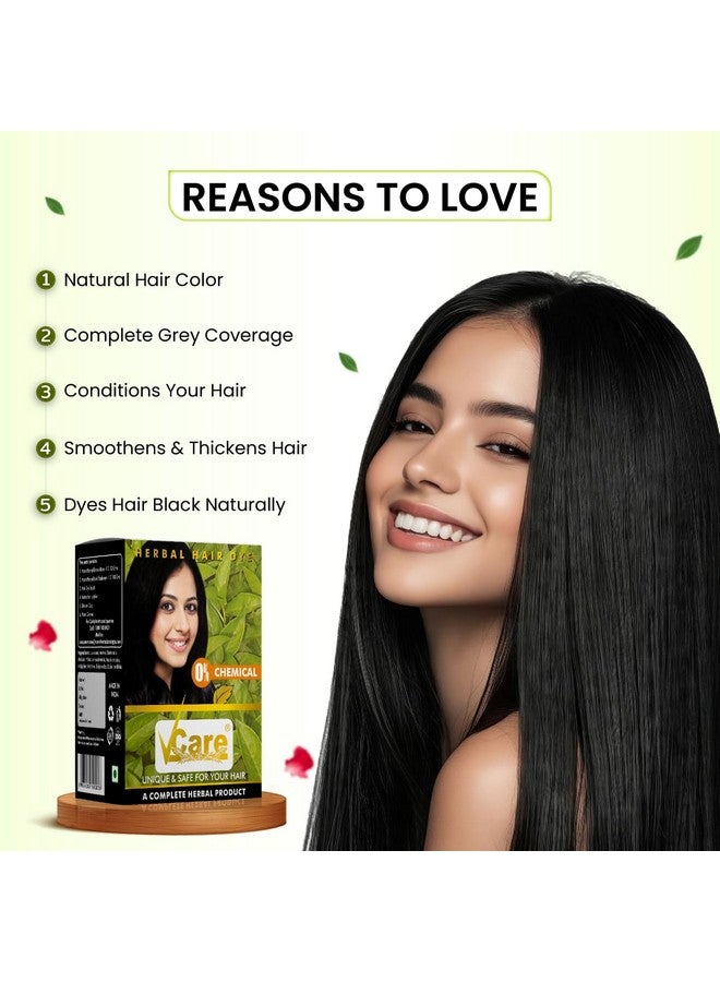 VCare VCare Natural Herbal Hair Dye Powder for Men and Women|Apply for Dry Hair & Beard With Brushes, Shower caps and Gloves|100% Organic Henna Black Dye Hair Color Boost Shine and Hair Growth-200g - Image 5