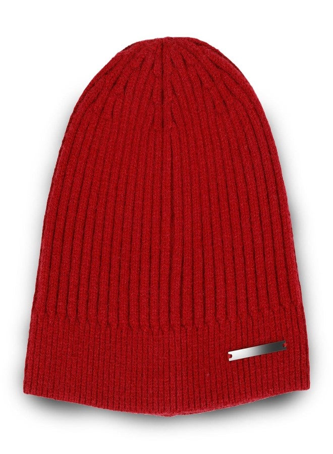 Bonjour Unisex Woolen Winter Cap for Men & Women | Thermal Wear Stylish Soft Winter Caps for Boys & Girls | Beanie Cap Red - Image 1