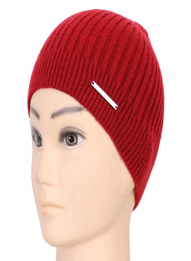 Bonjour Unisex Woolen Winter Cap for Men & Women | Thermal Wear Stylish Soft Winter Caps for Boys & Girls | Beanie Cap Red - Image 3