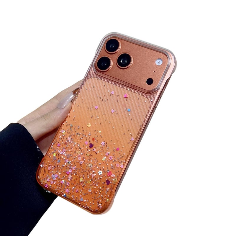 غطاء واقي بTPU لـ iPhone 17 / 17 Air / 17 Pro / 17 Pro Max مع تصميم بدون إطار وتشطيب راتنج مع رقائق ذهبية لامعة مع متدرج اللون باللون Gradient من مادة TPU باللون الذهبي - Image 1