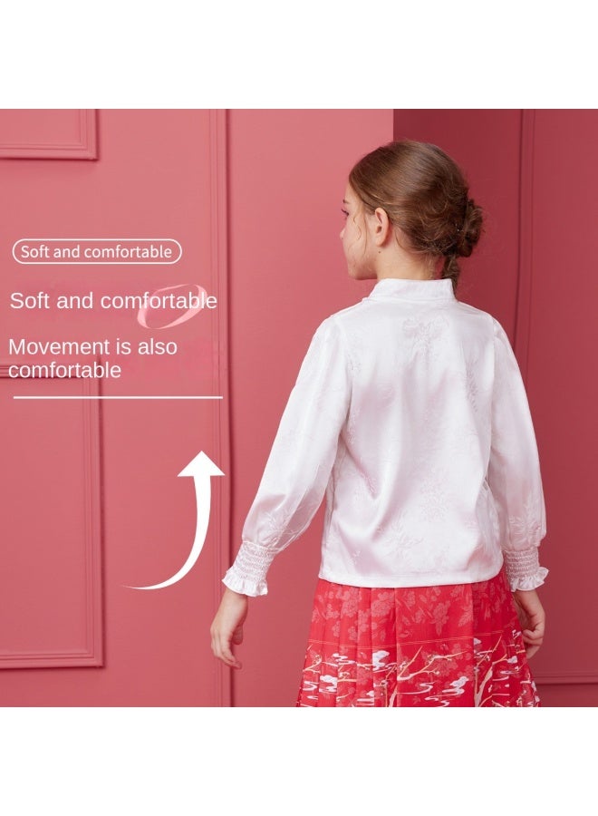abckids New Chinese-style Embroidered Shirt】girls' 2025 Autumn Long Sleeve Vintage Blouse For Toddlers And Older Children - Image 5