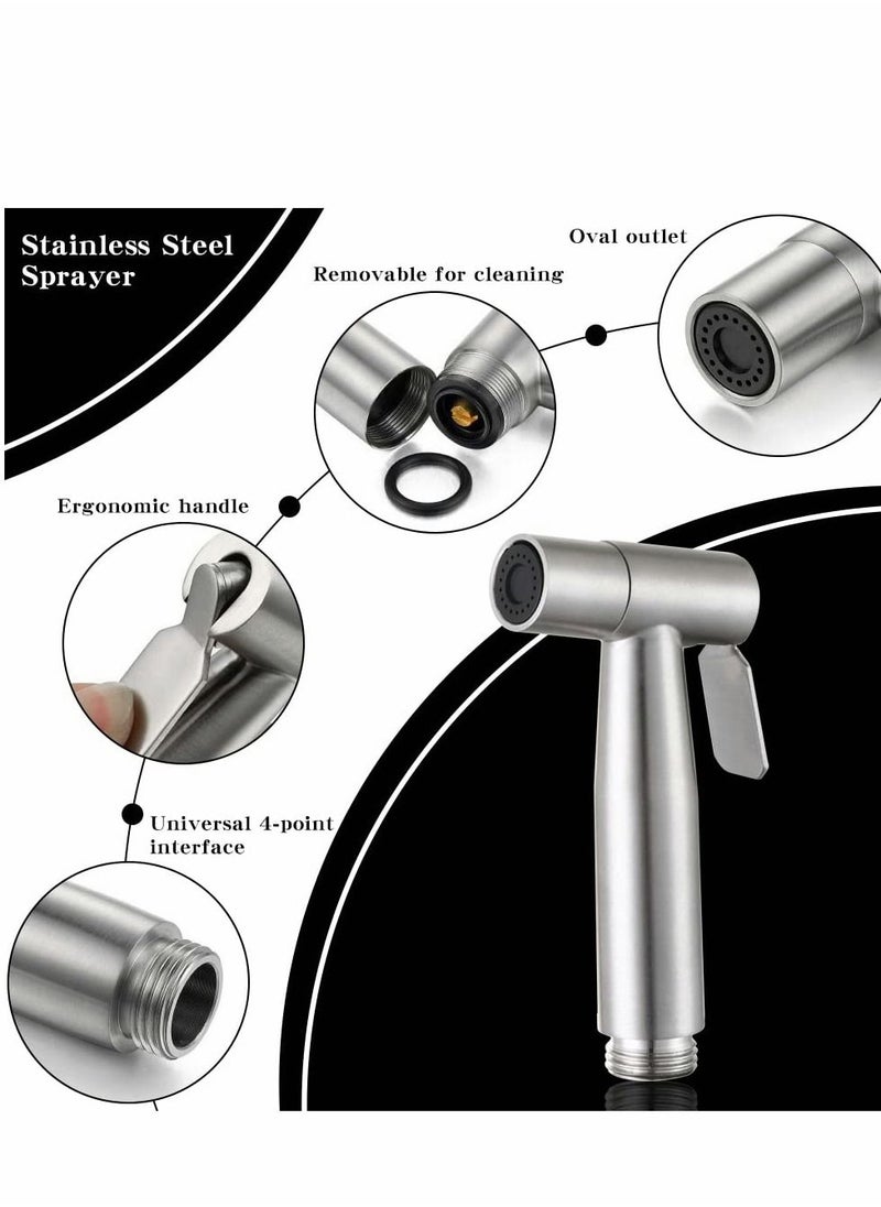 Excefore Bidet Toilet Sprayer Head, 2Pcs Hand Shower Stainless Steel Handheld Cloth Bathroom Diaper for Kitchen and Cleaning  - Image 4