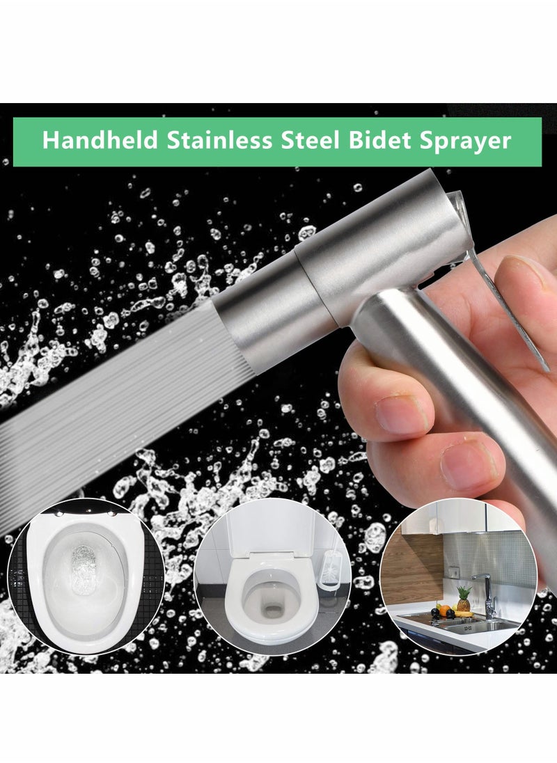 Excefore Bidet Toilet Sprayer Head, 2Pcs Hand Shower Stainless Steel Handheld Cloth Bathroom Diaper for Kitchen and Cleaning  - Image 3