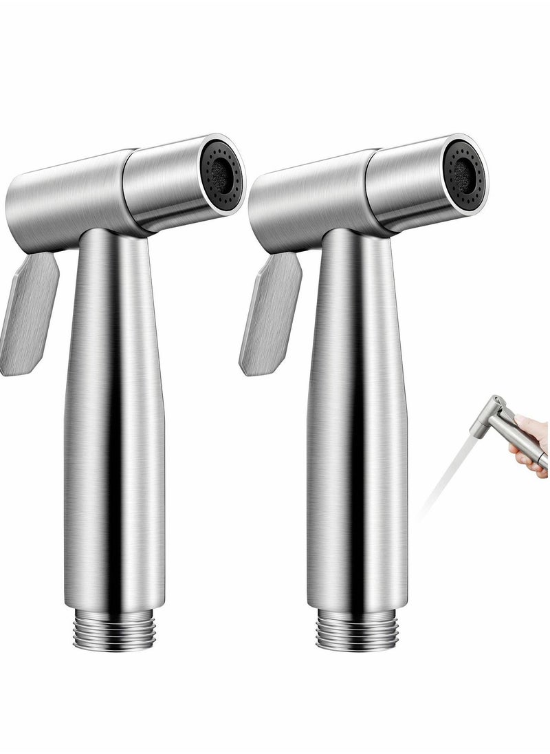 Excefore Bidet Toilet Sprayer Head, 2Pcs Hand Shower Stainless Steel Handheld Cloth Bathroom Diaper for Kitchen and Cleaning  - Image 1