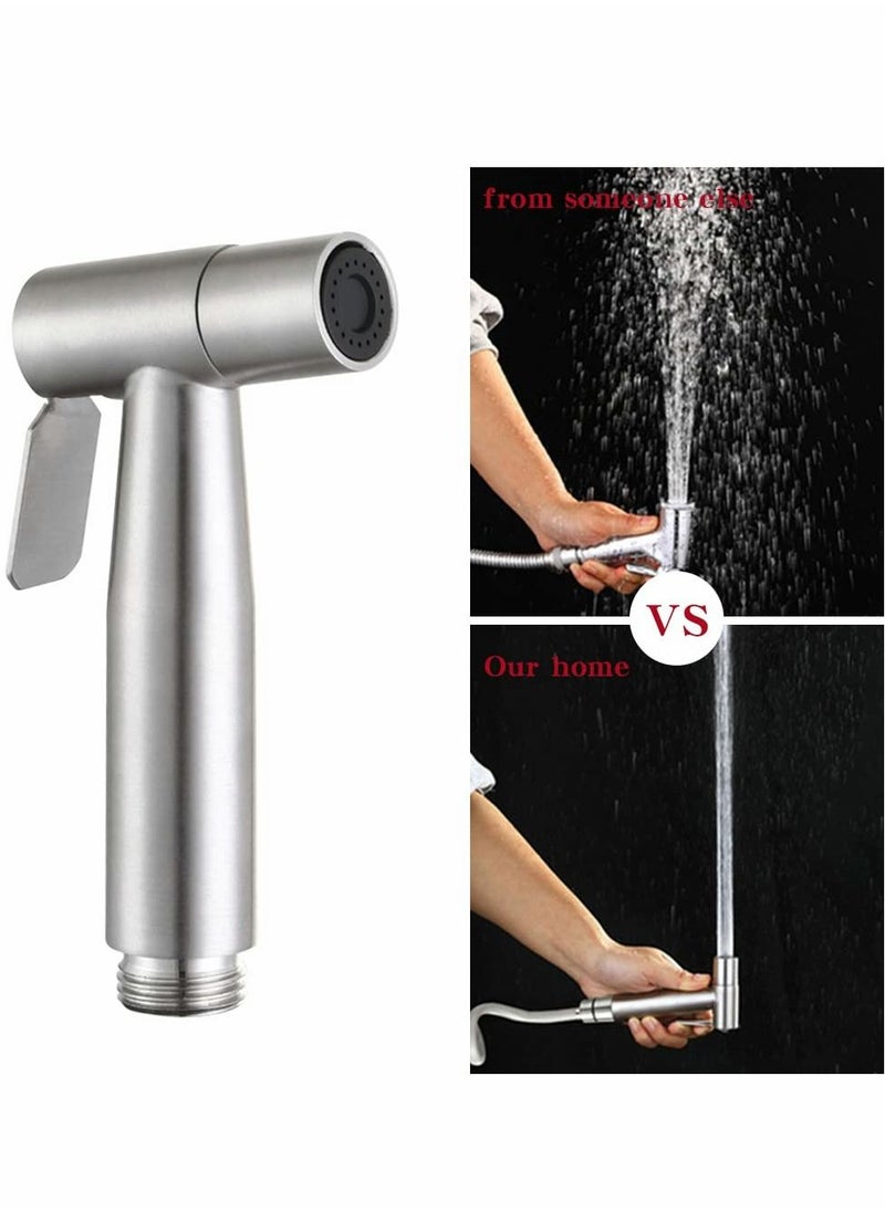 Excefore Bidet Toilet Sprayer Head, 2Pcs Hand Shower Stainless Steel Handheld Cloth Bathroom Diaper for Kitchen and Cleaning  - Image 2