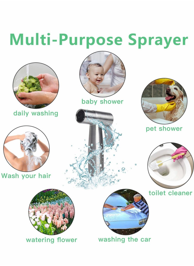 Excefore Bidet Toilet Sprayer Head, 2Pcs Hand Shower Stainless Steel Handheld Cloth Bathroom Diaper for Kitchen and Cleaning  - Image 5