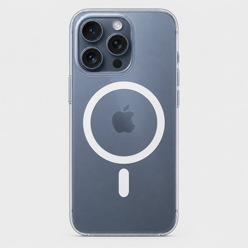 MagSafe Compatible Clear Case for iPhone 15 Pro, Transparent Magnetic Ring TPU Cover with Shockproof Corners & Raised Lens Protection - Image 3