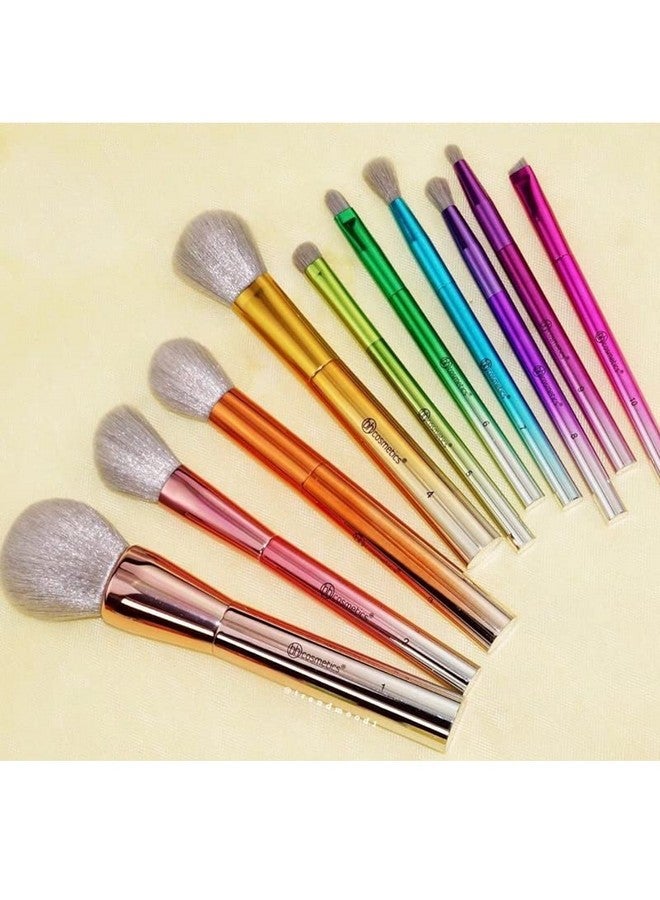 BH STUDIO PRO Take Me Back To Brazil - 10 Piece Brush Set Premium Cosmetic Makeup Brush Set For Foundation Blending Blush Concealer Eye Shadow - Image 2