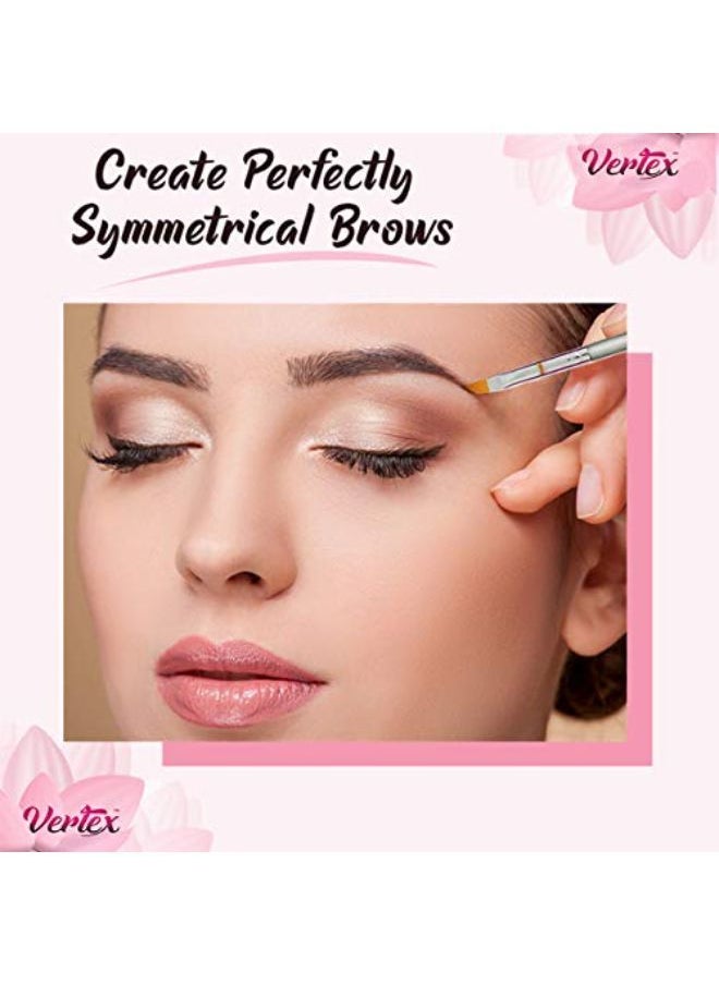 VERTEX - W Brush Kit Thin Angled - Eye Brow Concealer Contour Brush To Shape And Conceal Eyes Duo Spoolie Brushes Firm Bristles Definer For Filling Pomade Gel | Defining Arches Winged Eyeliner Stencil - Image 1