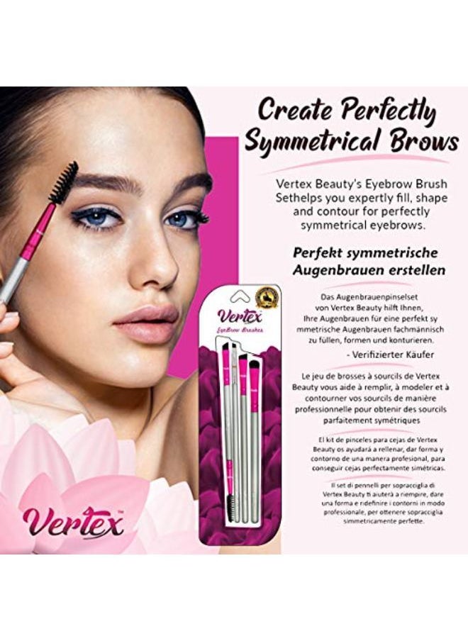 VERTEX - W Brush Kit Thin Angled - Eye Brow Concealer Contour Brush To Shape And Conceal Eyes Duo Spoolie Brushes Firm Bristles Definer For Filling Pomade Gel | Defining Arches Winged Eyeliner Stencil - Image 1