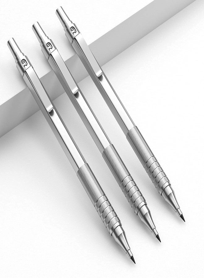 Nicpro Metal 2.0 Mechanical Pencil Set with Case, 3 PCS Drafting Lead Holder with 10 Tubes 2mm Graphite Lead Refill(HB 2H 4H 2B 4B) &Colors, Sharpeners, Erasers for Artist Writing, Drawing, Sketching - Image 2